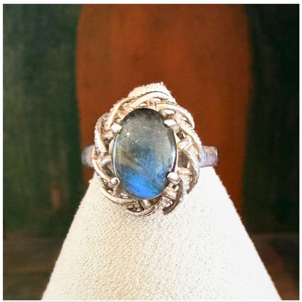 Vintage Sterling Silver Labradorite Statement Ring